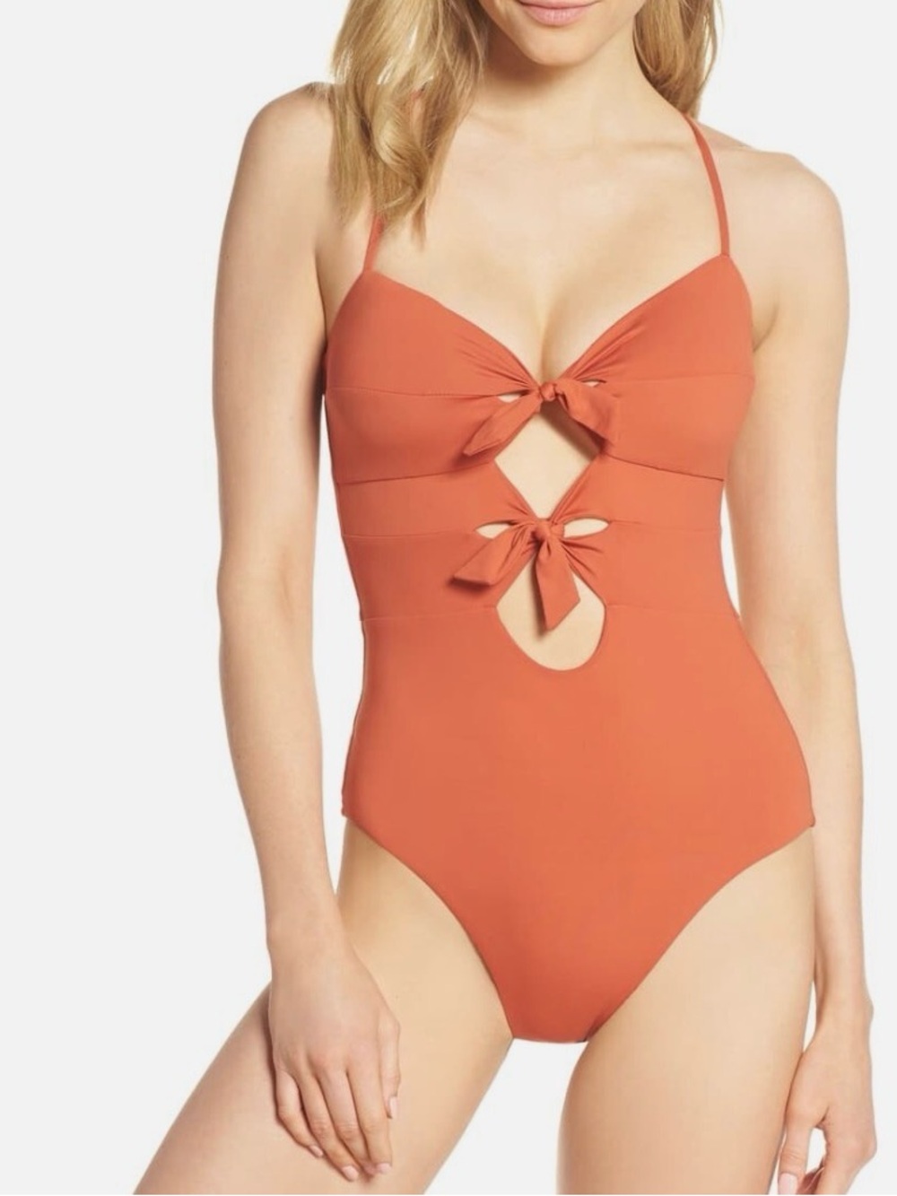 BECCA Rust Tie-Front One-Piece Swimsuit
